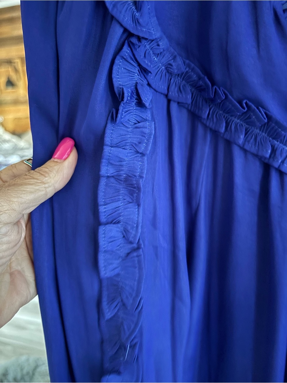 Loft Royal Blue Ruffled Button-Front Blouse - Picture 4 of 5
